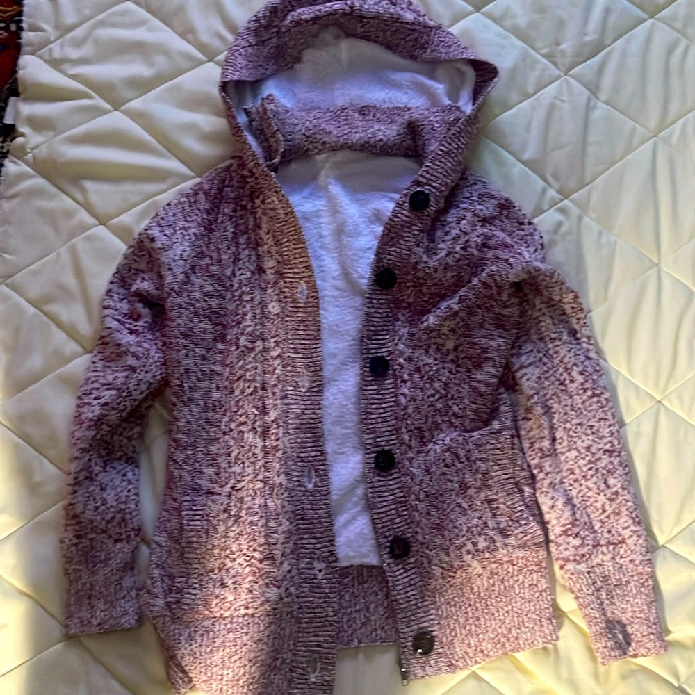 New Sherpa lined full zip button hooded women’s sweater jacket